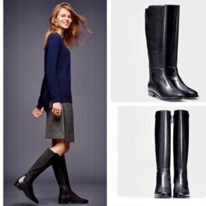 Elegant Black Leather Knee-High Boots